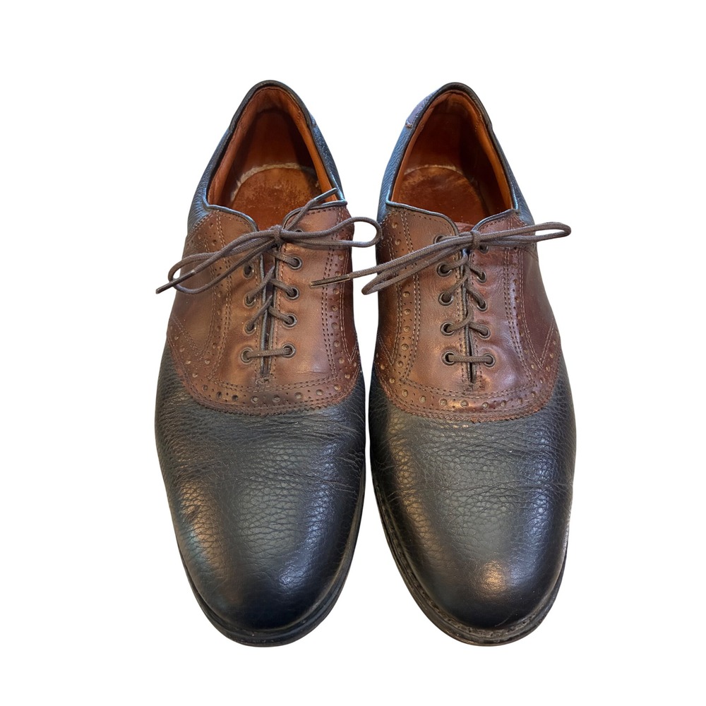 Allen Edmonds Links Golf Shoes Mens 11.5 D Black Brown Excellent Leather Saddle